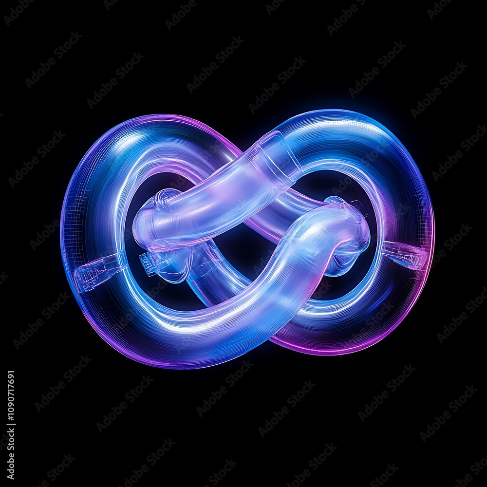 Aufkleber futuristic abstract design of a colorful infinite loop with a neon glow against a black background, 