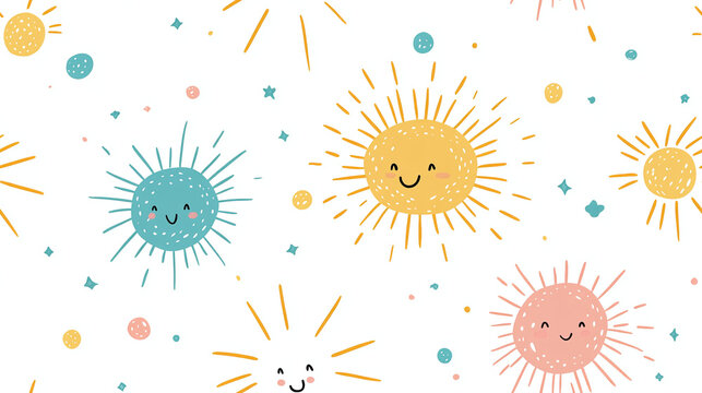 Sun Rays flat illustration - Seamless tile. Endless and repeat print.