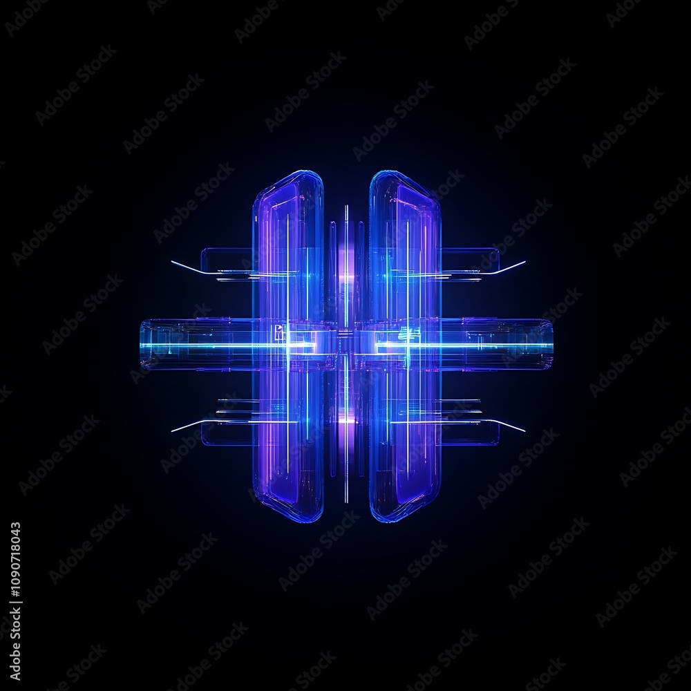 Aufkleber futuristic abstract design with neon lines and shapes, featuring a complex geometric pattern illumin