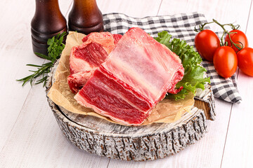 Raw beef rib for cooking