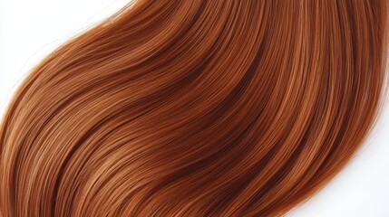 Fototapeta premium Beautiful model girl with orange hair strand,silky healthy chestnut wavy hair strand,hair wavy ribbon, with smooth,Keratin straightening,Treatment,straight long hair,procedures,Smooth hairstyle.