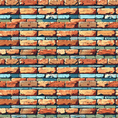Colorful brick wall pattern creates vibrant urban backdrop for creative projects