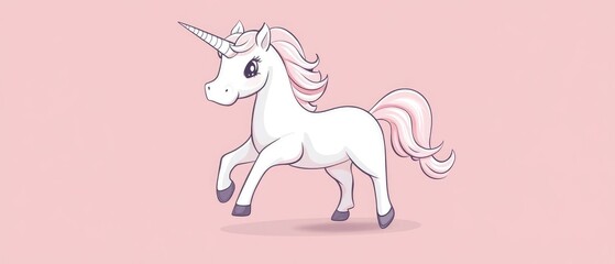 Obraz premium Cute hand drawn cartoon unicorn in white featuring a whimsical design perfectly isolated on a clean background