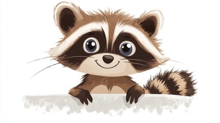 Fototapeta premium Illustration of an adorable raccoon on a whiteboard