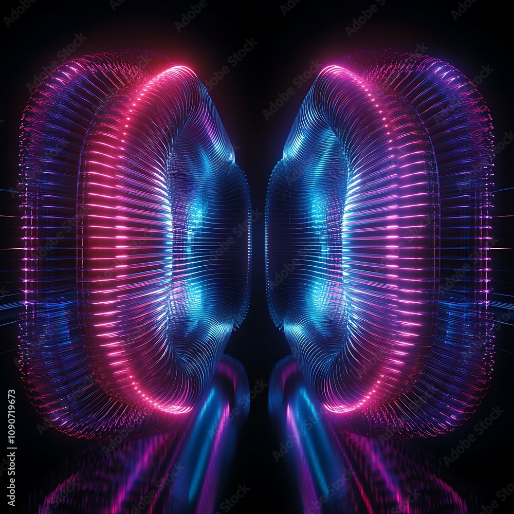 Poster futuristic abstract light waves in neon colors creating an energetic and dynamic visual experience w