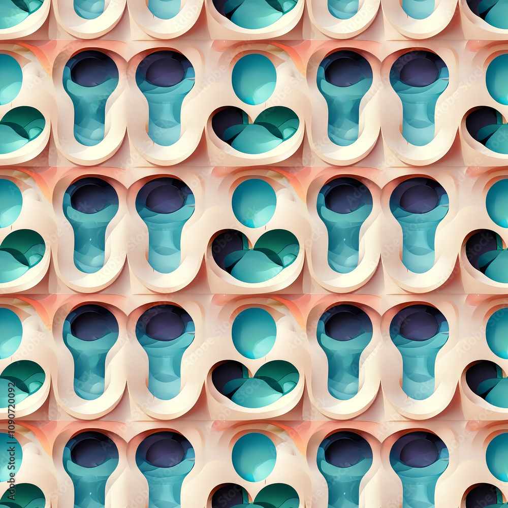 Poster colorful abstract pattern showcasing layered shapes and flowing lines in vibrant hues