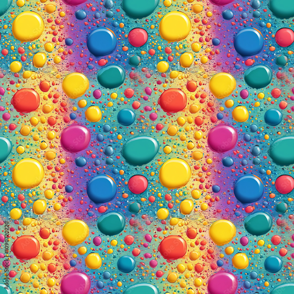 Poster colorful abstract pattern with vibrant bubbles on a textured background