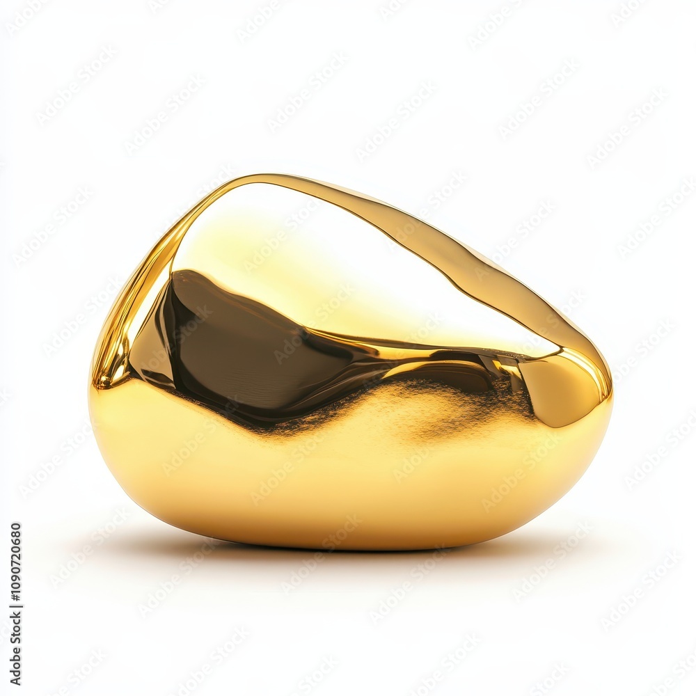 Poster a shiny, abstract golden object resembling a smooth pebble.