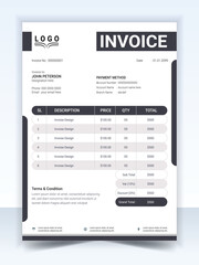 invoice minimal design template. Bill form business invoice accounting
