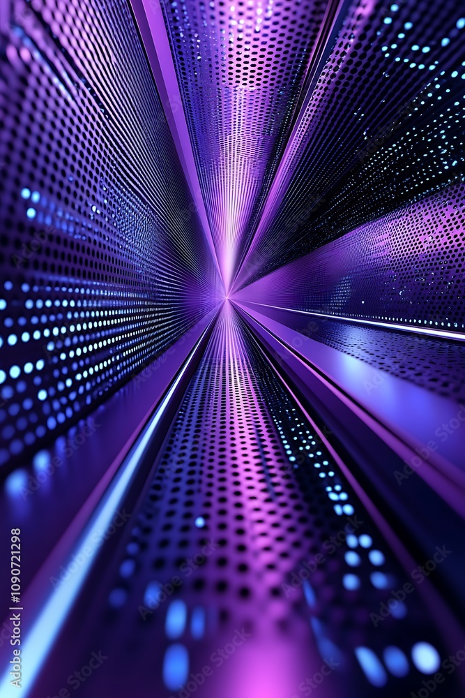 Aufkleber futuristic abstract tunnel with dynamic purple and blue lights displaying a modern technology concep