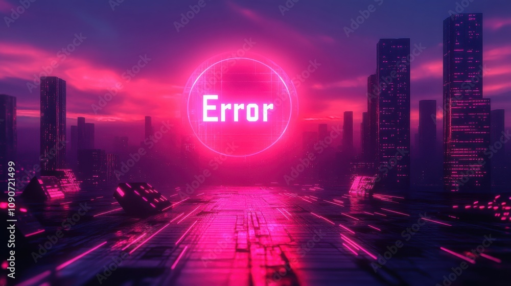 Poster error 404 glitch-style visual background