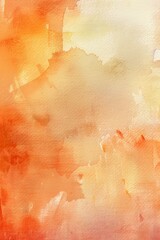 Colourful abstract watercolour painting combining vibrant hues with soft textures in a dreamy landscape, eggshell, off-white, tan, orange 