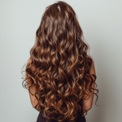 Fototapeta premium Long Wavy Brown Hair - Back View