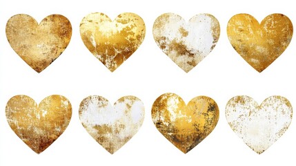 Golden hearts, an element for design, create a bright field with warmth and love.