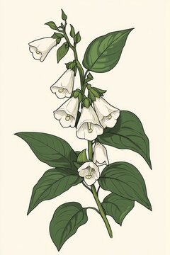 Hand drawn 2D cartoon illustration of the Carolina silverbell an ornamental plant