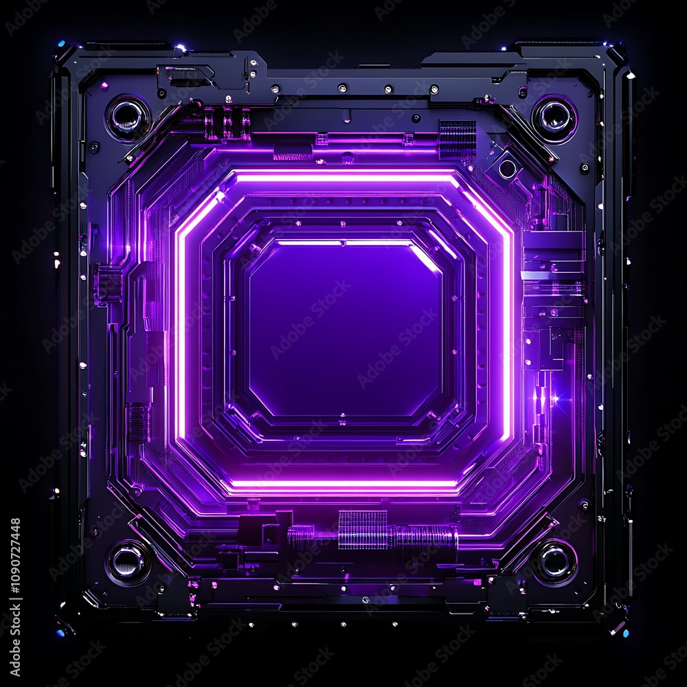 Aufkleber futuristic geometric abstract background with neon glowing elements and high-tech circuit patterns f