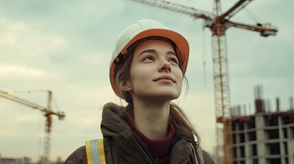 Construction Worker Looking Up at the Future