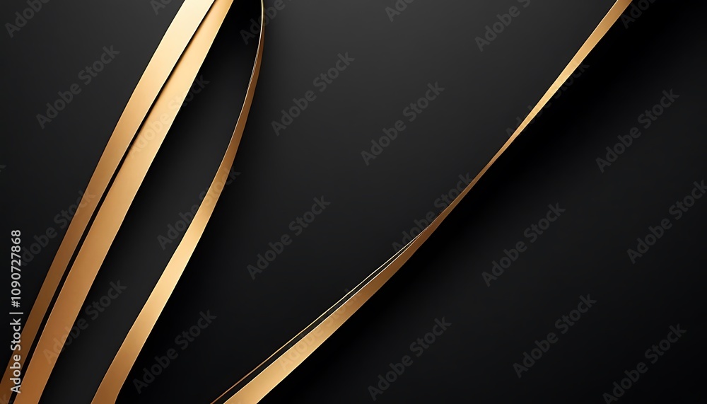 Aufkleber abstract triangle overlapping on black and gold background with glitter and golden lines glowing dot