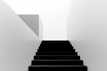 Obraz premium A minimalist composition featuring black and white design, with an open staircase, symbolizing adventure