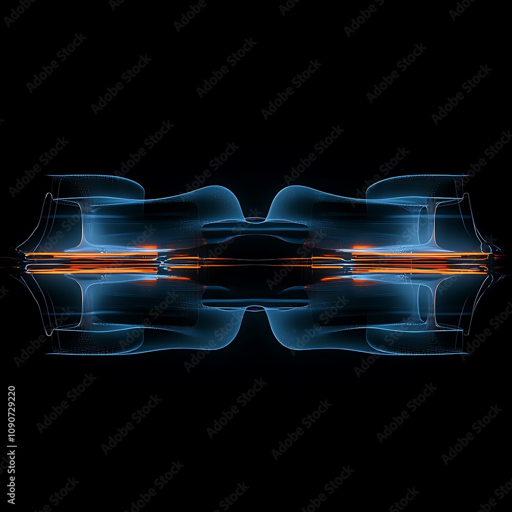 Poster futuristic light trails design with vibrant colors and abstract shapes creating a stunning visual co