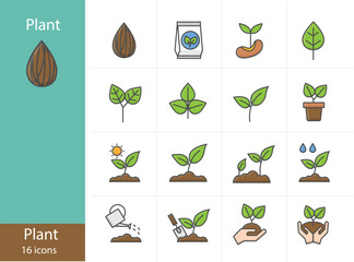 Icons Set Plant Colorful icons set, Vector and Illustration