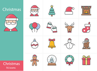 Icons Set Christmas colorful icons set, Vector and Illustration