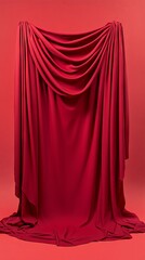 Draped Red Fabric Backdrop - Smooth Texture, Photography Background