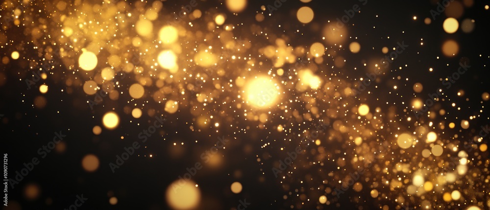Poster sparkling golden fireworks create a realistic effect against a black abstract background in this fes
