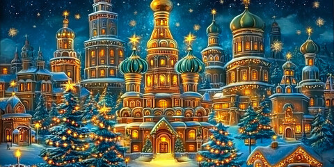 Fototapeta premium Festive Christmas and New Year scene filled with joy and hope, symbolizing the arrival of a prosperous new year.