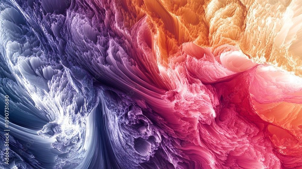Poster Swirling abstract patterns digital creation visual art colorful environment close-up view creative exploration