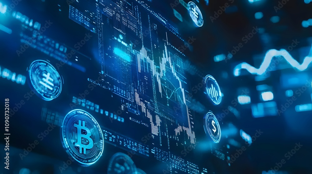 Leinwandbilder digital currency trends global financial market infographic virtual environment data visualization b