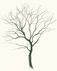Obraz premium A minimalist green line drawing of a tree emphasizing its natural shape and simplicity