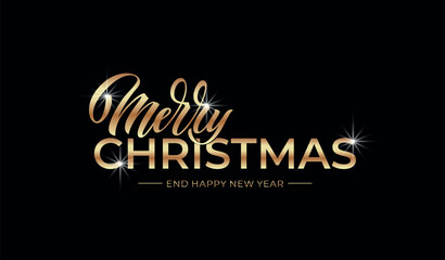 Merry Christmas and Happy New Year hand lettering calligraphy. Vector holiday illustration element. Typographic element for congratulations.