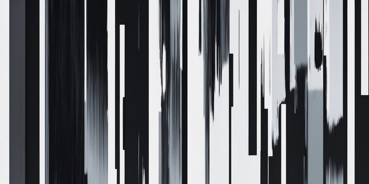 dark abstract digital glitch art background of vertical streaks smudges in shades of black grey white textured effect.