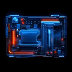 Obraz premium High-Tech Abstract Circuit Board Design with Neon Effect and Glowing Lines for Modern Technology and Futuristic Concepts