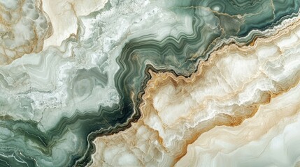 Abstract paint marble wall decor with layered textures and natural highlights, showcasing green and...