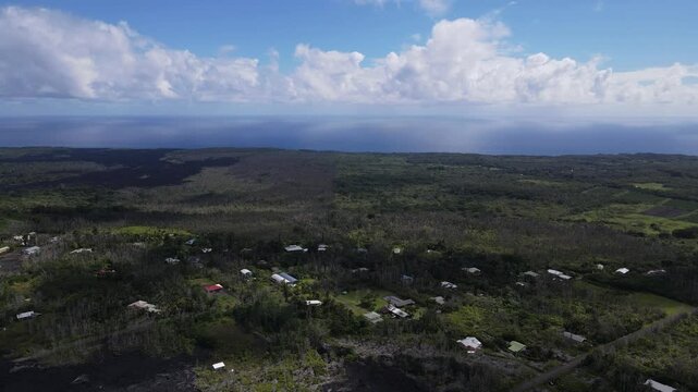 aerial view Kalapana Seaview Estates, big island, hawaii.