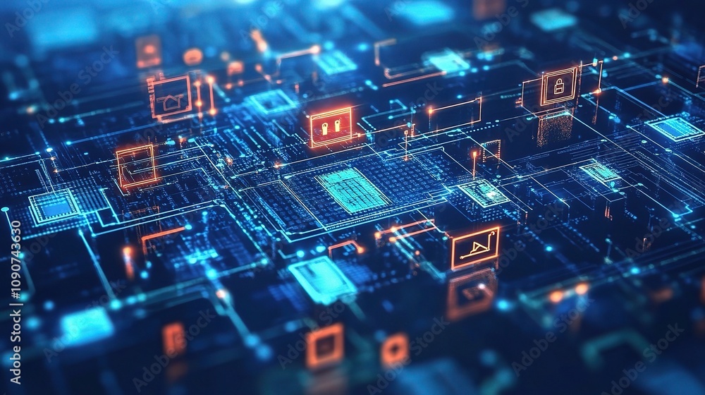 Poster futuristic wide concept of cybersecurity and internet networking with digital connections, data secu