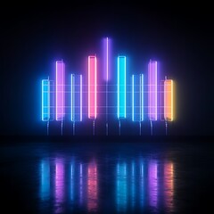 Naklejka premium Vibrant Neon Light Bars Display a Dynamic Visual Rhythm Creating a Modern and Artistic Atmosphere for Creative Projects and Designs