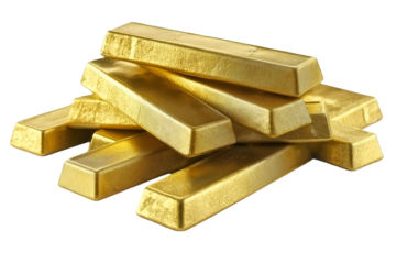 Gold bar isolated on white background, cut out.