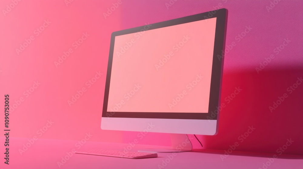 Poster 3d mockup of a computer monitor with blank screen