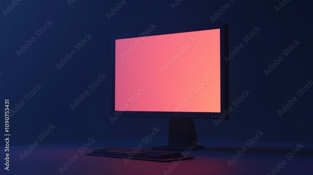 Aufkleber 3d mockup of a computer monitor with blank screen