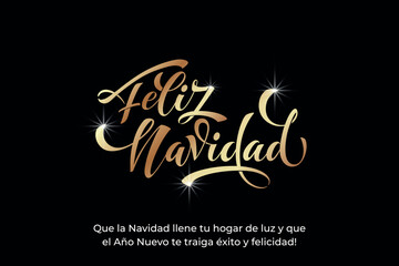 Feliz Navidad spanish Merry Christmas Modern calligraphy lettering on sticker for season greetings. Vector background