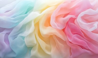 Fototapeta premium Colorful flowing fabric, soft pastel hues, delicate texture, smooth draping, ethereal appearance, light and airy feel