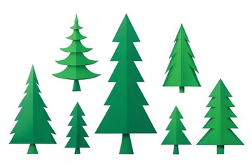 Fototapeta premium Christmas tree green icon set. Christmas tree logo. Xmas symbols are isolated on a white background. Green tree green icon, flat design style. Christmas tree isolated on a white background.