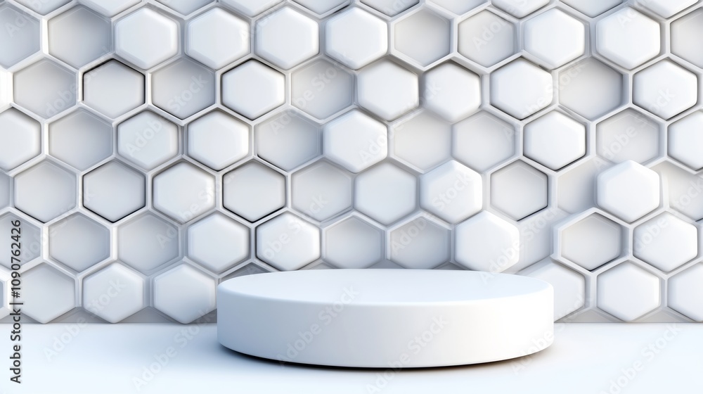 Poster a white cube with a white background. the cube is white and has a round shape. it is placed in the m