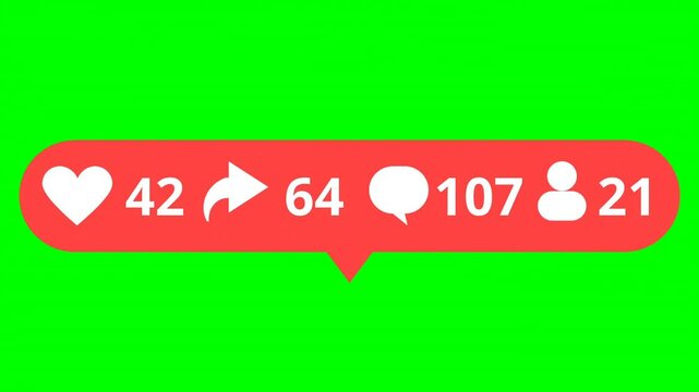 Like, Share and Comments. Animation comments, likes, follower, share, counter social media user Interface. 4k