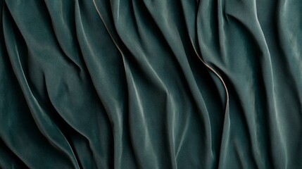 Obraz premium A piece of fabric with a green color and a wavy pattern. The fabric is folded and has a shiny appearance