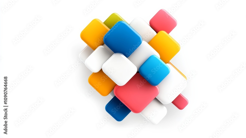 Poster colorful cube pattern with a white background. the colors are bright and the pattern is very busy