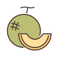 Melon Fruit Filled Outline icon
